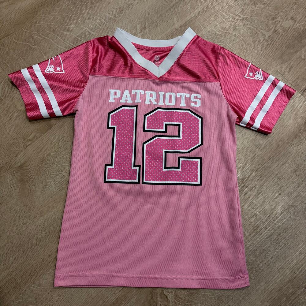 NFL New England Patriots Tom Brady #12 Jersey Youth Girls Medium M (7-8) Pink